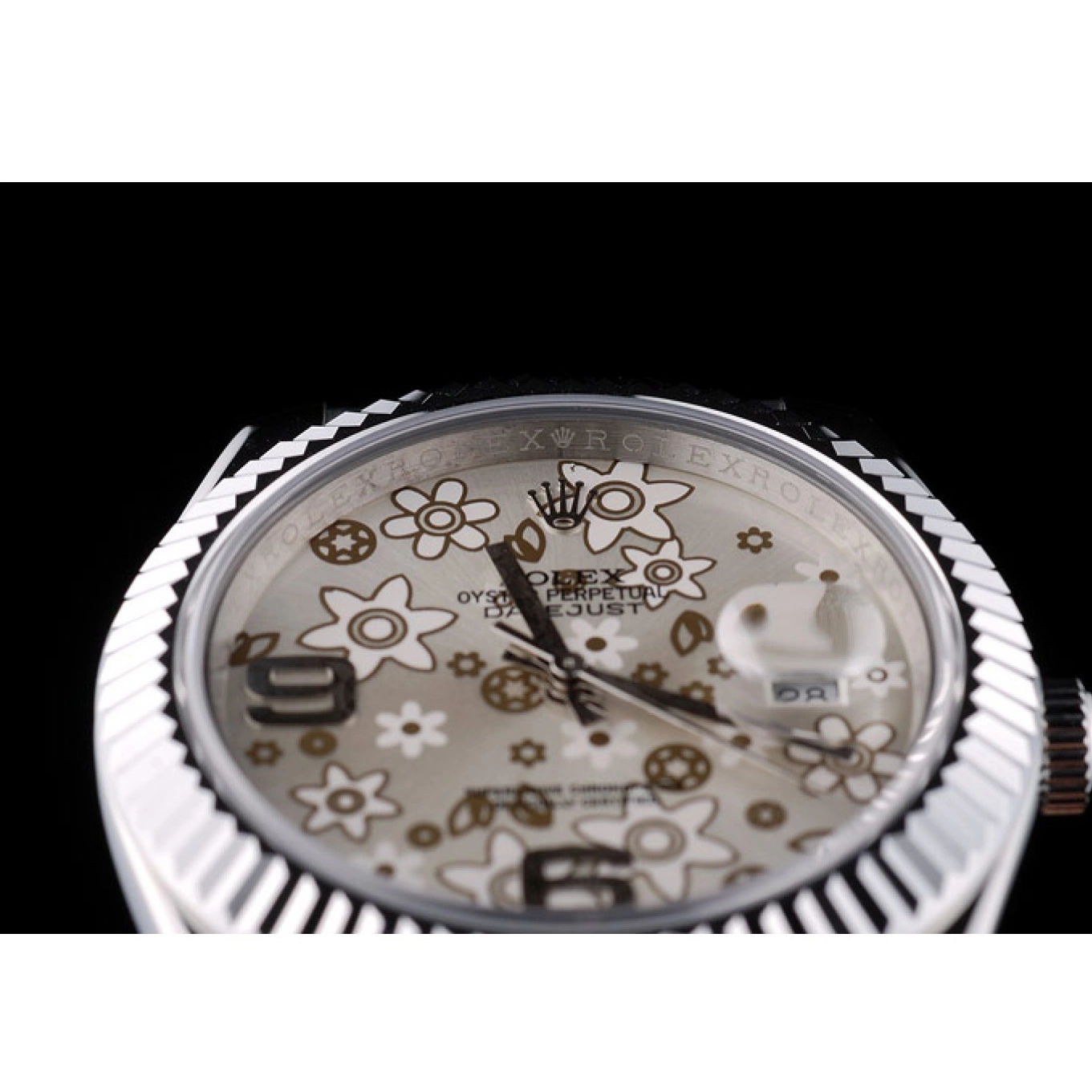 Good copy rolex watches Dial Silver Steel DateJust Rolex Ribbed Flower Stainless 41983 Bezel 0801
